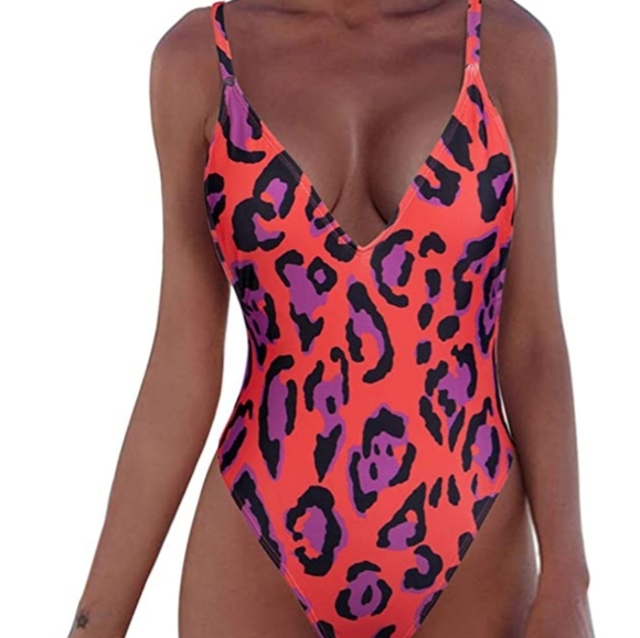 Adreamly Other - Adreamly red leopard tummy control swimsuit
